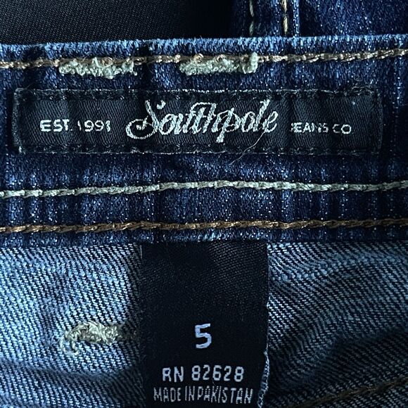 Southpole Juniors Jean Size 5 Dark Wash Low Rise Contrast Stitching Y2K S-Pocket - Picture 6 of 13
